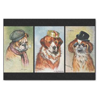 Dogs, cartoon triptych tissue paper