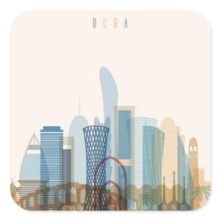 Doha, Qatar | City Skyline Square Sticker