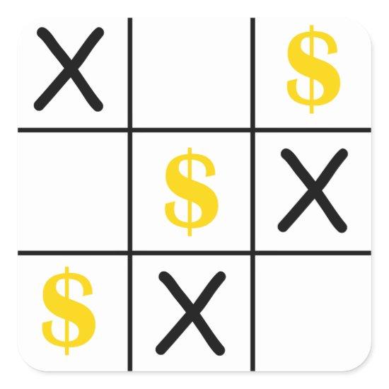 Dollar Tic Tac Toe Square Sticker