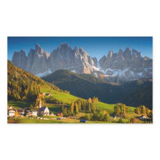 Dolomites village in fall rectangular sticker