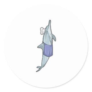 Dolphin as Cook with Chef hat Classic Round Sticker