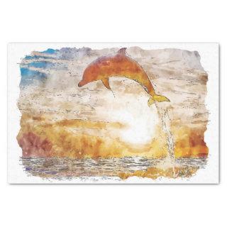 Dolphin Florida USA Watercolor Sketch Painting Tissue Paper
