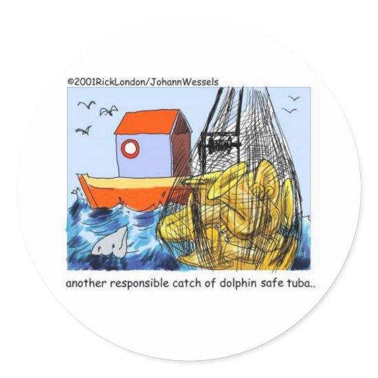 Dolphin Safe Tuba Funny Gifts Tees & Collectibles Classic Round Sticker
