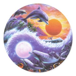 Dolphins Classic Round Sticker