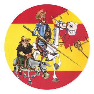 DON QUIJOTE&SANCHO - Windmill Spanish-flag Classic Round Sticker