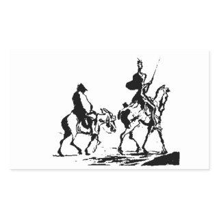 Don Quixote and Sancho Panza art Rectangular Sticker
