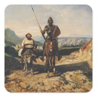 Don Quixote and Sancho Square Sticker