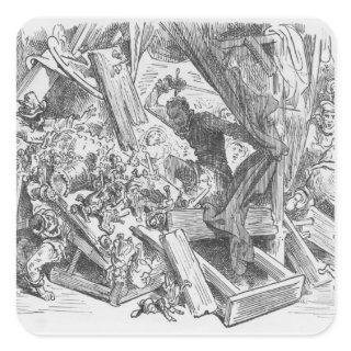 Don Quixote fighting the puppets Square Sticker