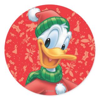 Donald Duck in Winter Clothes Classic Round Sticker