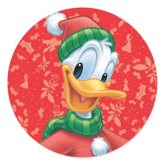 Donald Duck in Winter Clothes Classic Round Sticker