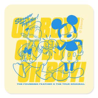 Donald Duck & Mickey Fist Bump Oh Boy! Square Sticker