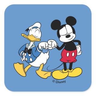 Donald Duck & Mickey Fist Bump Square Sticker