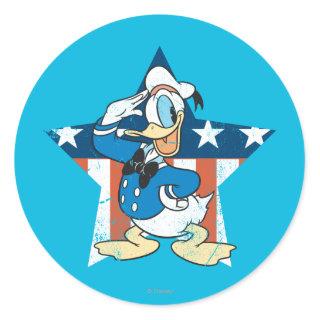 Donald Duck | Salute with Patriotic Star Classic Round Sticker