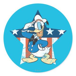 Donald Duck | Salute with Patriotic Star Classic Round Sticker