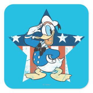 Donald Duck | Salute with Patriotic Star Square Sticker