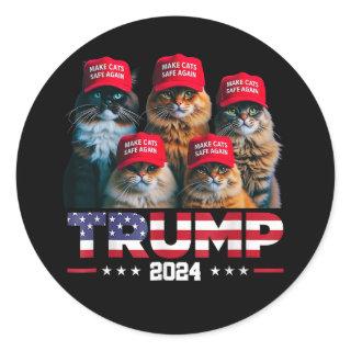 Donald Trump Make Cats Safe Again Red Hat 2024 Classic Round Sticker