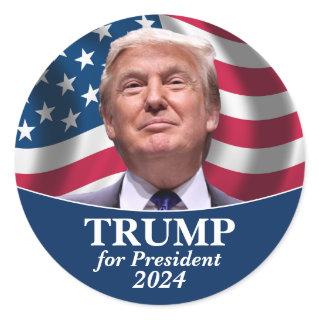 Donald Trump Photo - President 2024 Classic Round Sticker