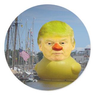 Donald Trump Rubber Yellow Duck Round Sticker