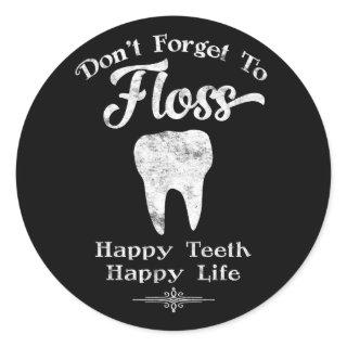 Don't Forget To Floss Chalkboard Classic Round Sticker