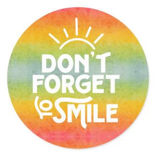 Don't Forget To Smile Rainbow  Classic Round Sticker