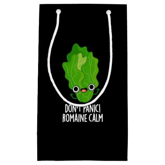 Don't Panic Romaine Calm Funny Veggie Pun Dark BG Small Gift Bag