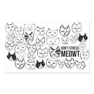 Don't Stress Meowt Funny Cat Rectangular Sticker