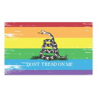 Don't tread on me Gadsden flag LGBT Rainbow grunge Rectangular Sticker
