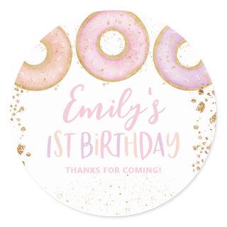 Donut Birthday Thank You Stickers 1st Birthday