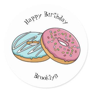 Donut cartoon illustration  classic round sticker