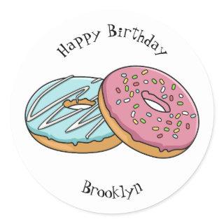 Donut cartoon illustration  classic round sticker