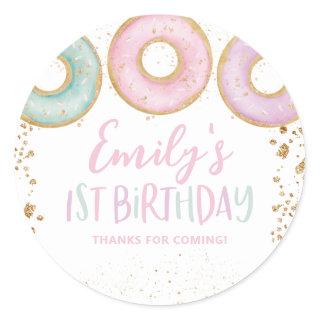 Donut Party Thank You Sticker 1st Birthday Party