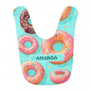 Donut Rainbow Colorful Personalized Pattern Baby Bib