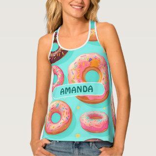 Donut Rainbow Colorful Personalized Pattern Tank Top