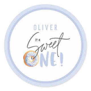 Donut sweet one 1st birthday party favor classic round sticker