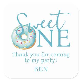 Donut Sweet One 1st Birthday Thank You  Square Sticker