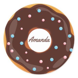 Donut themed Birthday Party personalized Classic Round Sticker
