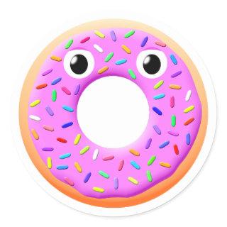 Donut With Eyes And Sprinkles Drawing Classic Round Sticker