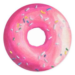 Donut With Pink Frosting And Sprinkles Classic Round Sticker