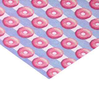 Donut With Pink Frosting And Sprinkles On Stripes Tissue Paper