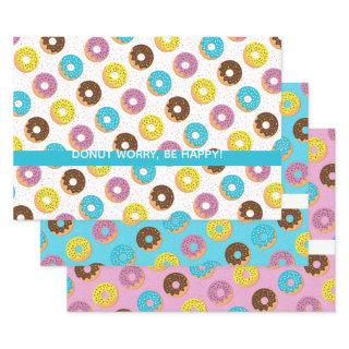 Donut worry be happy colorful fun word pun  sheets