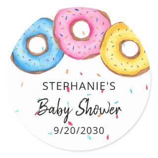 Donuts Baby Shower Classic Round Sticker