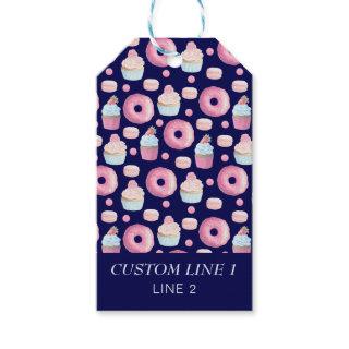 Donuts, cupcakes and macarons gift tags