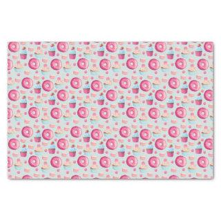 Donuts Macarons And Cupcake Pattern In Watercolor Tissue Paper