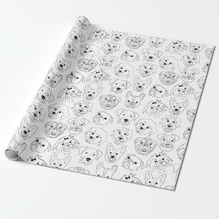 Doodle Dogs All Over Print Line Drawing