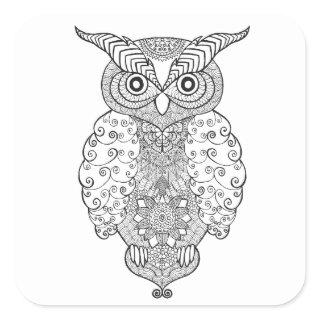 Doodle Owl Square Sticker