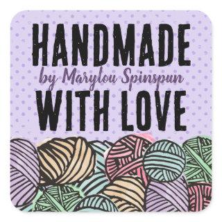 Doodle watercolor yarn knitting crochet homespun square sticker