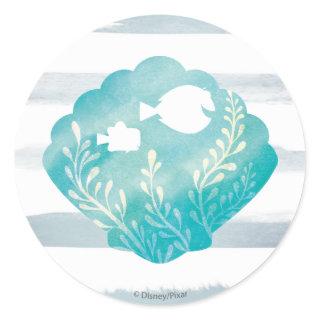 Dory & Nemo | Watercolor Shell Graphic Classic Round Sticker