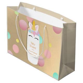 Dot Unicorn Baby Bottle | Baby Shower Large Gift Bag