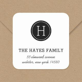 Dotted Circle Family Monogram Address Labels