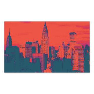 Dotted Red Retro Style Pop Art New York City Rectangular Sticker